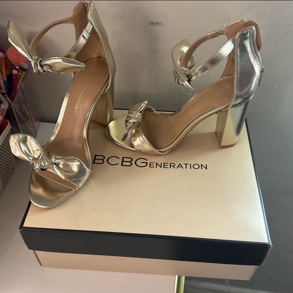 BCBGeneration Metallic Gold Heels